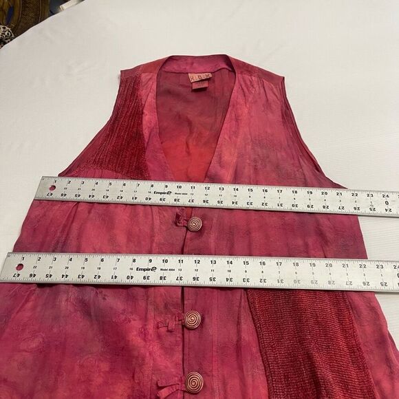 URU Hand Dyed Red Silk Boho Art To Wear Oversized 2 Piece Pant Set One Size - Picture 5 of 14